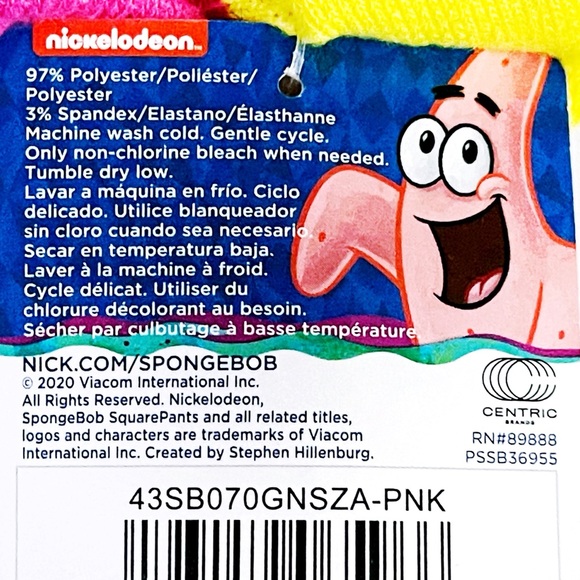 Nickelodeon Spongebob Patrick Cartoon Tie Dye Socks Girls Novelty Gift - Picture 3 of 7